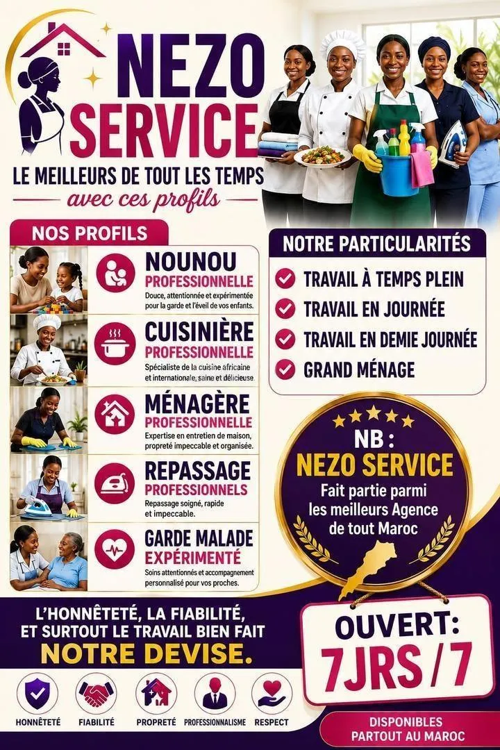 ménage nounou cuisine repassage