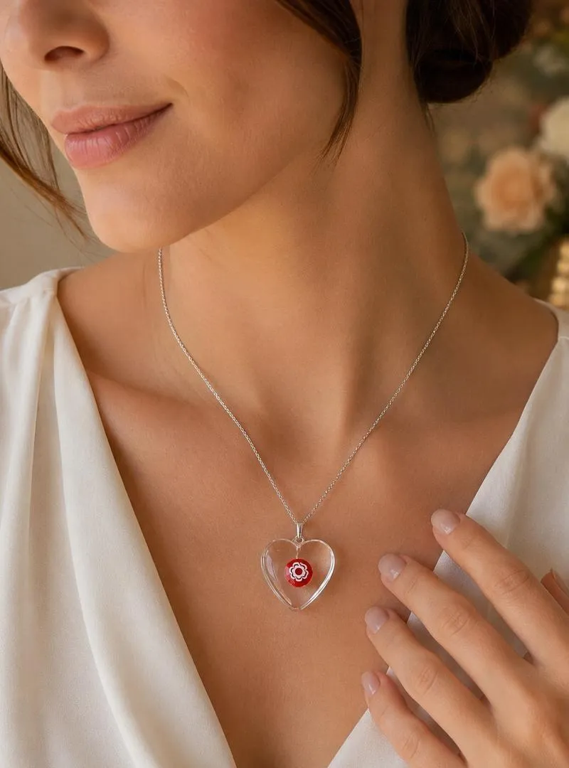 Pendentif Cœur en Verre Artistique Multicolore