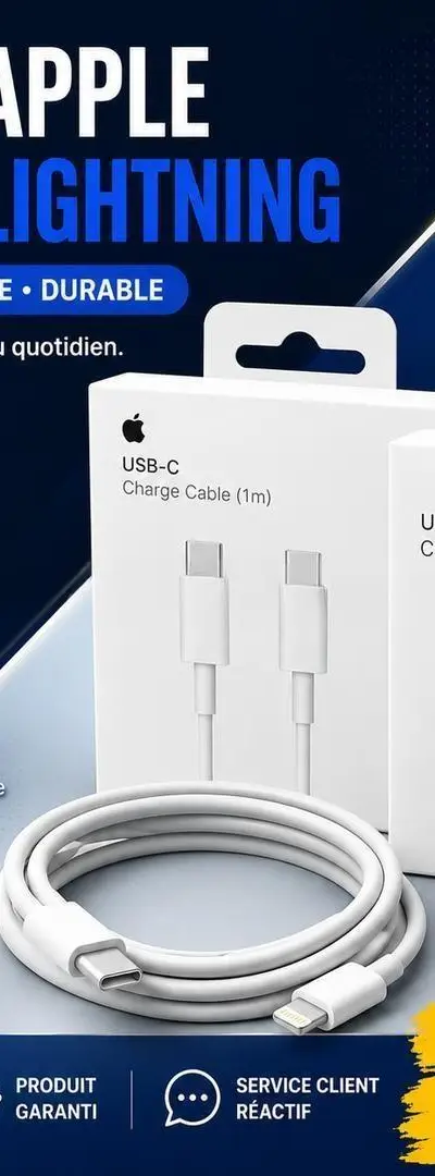 🍎 Câble iPhone USB-C & Lightning ⚡