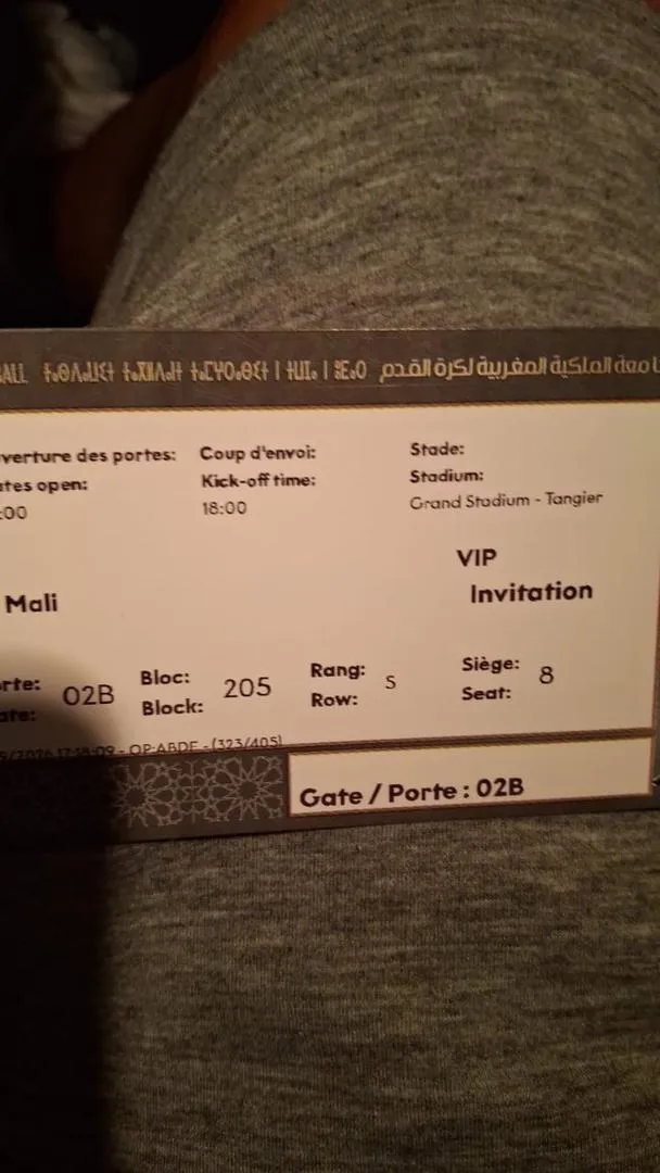 2 billets VIP Maroc vs Mali