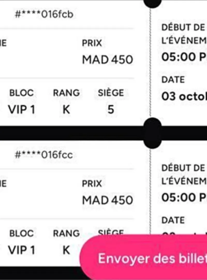 4 tickets pour le match Raja vs Rcaz
