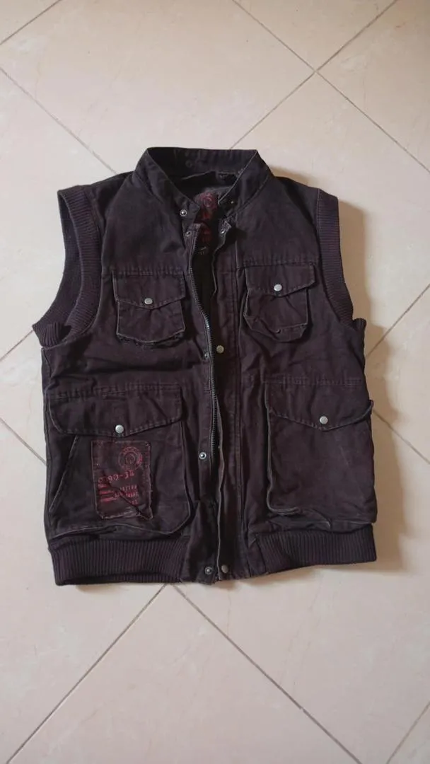 Gilet Cargo Homme - Marron Taille M-L - Vintage