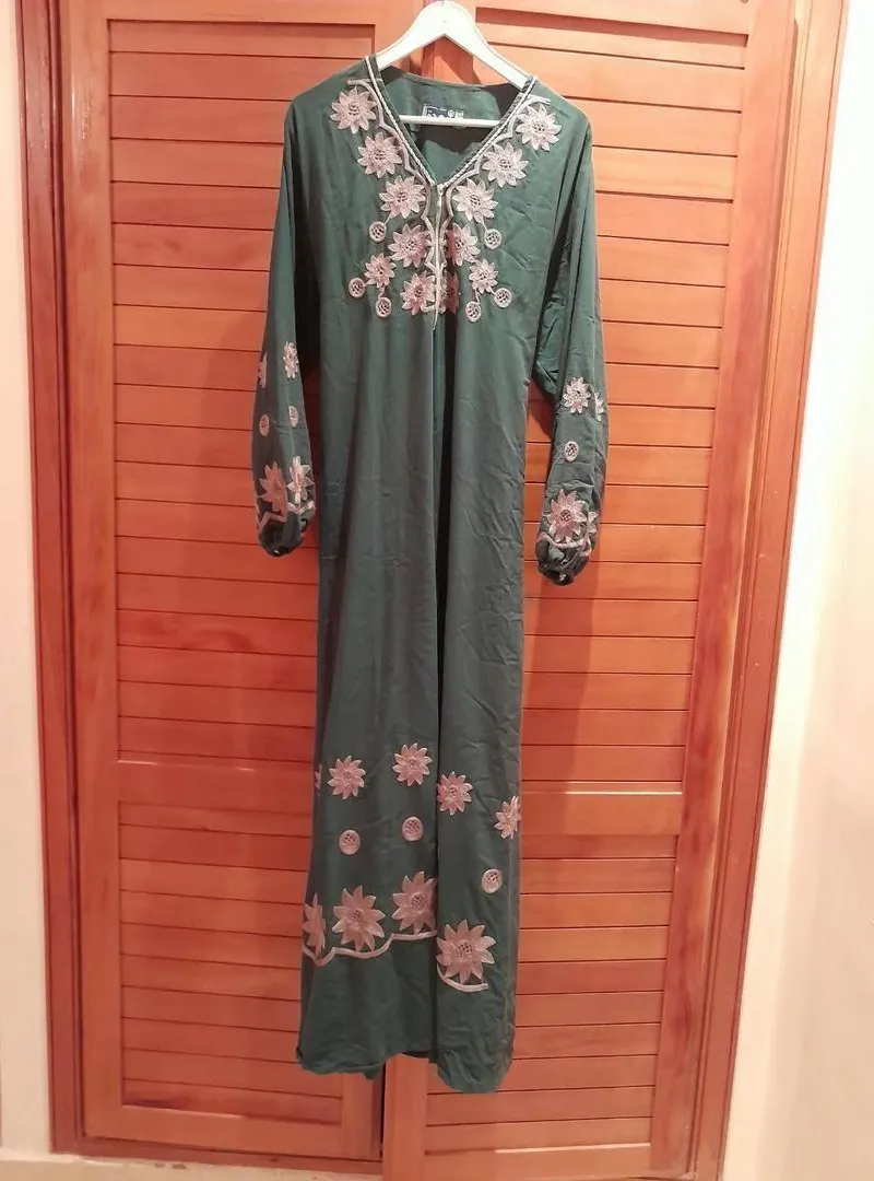 Robe nouée vert pétrole, taille M, coton