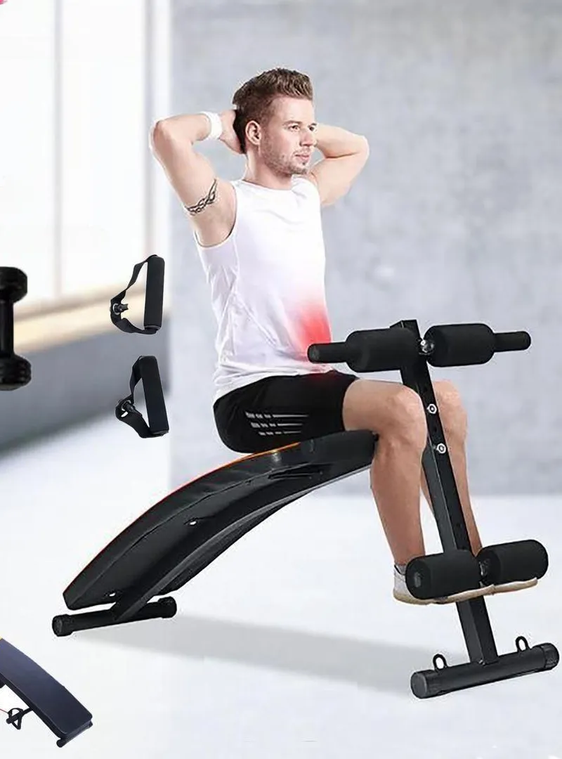 Banc de musculation avec bandes de résistance et poids