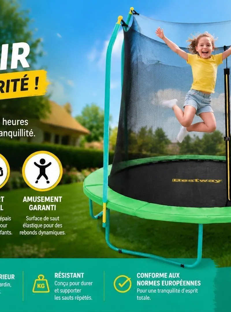 Trampoline 2,44M x 2,50M Avec Filet De Sécurité