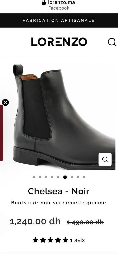 Bottes Chelsea Lorenzo cuir noir, très bon état