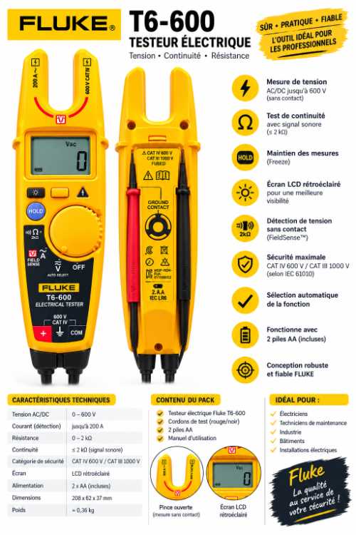 Fluke t6-600 – testeur électrique professionnel