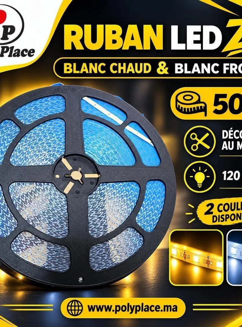 RUBAN LED Z – BLANC CHAUD et BLANC FROID 50M