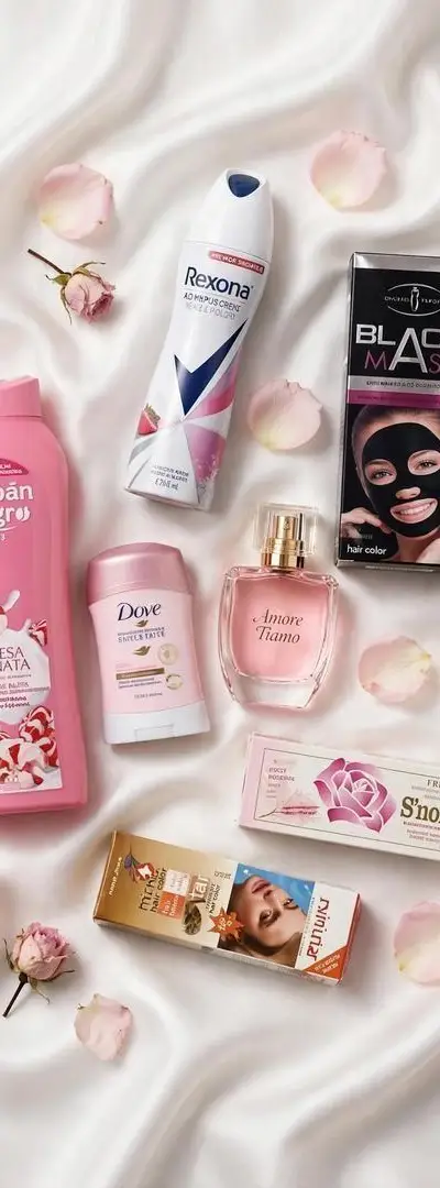 Ensemble complet de produits de soins corporels. c