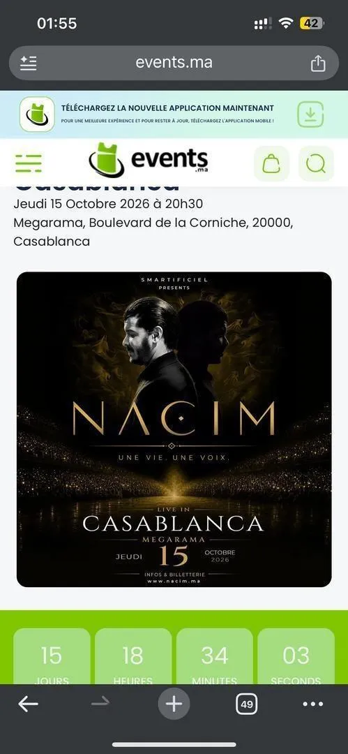 Ticket Nacim Haddad à Casablanca 15 octobre
