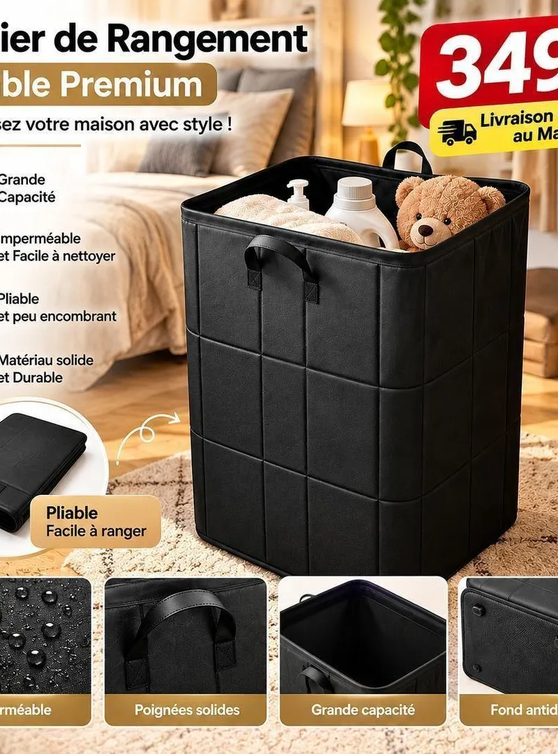 Panier à Linge Pliable Premium – Grande Capacité
