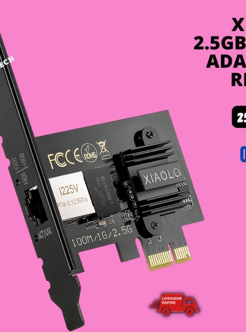 XIAOLO 2.5GBase-T PCIe Adaptateur réseau 2.5Gbps