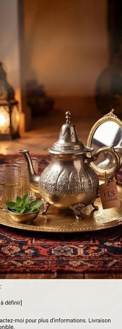 Théière Marocaine Traditionnelle en Argenté Fès