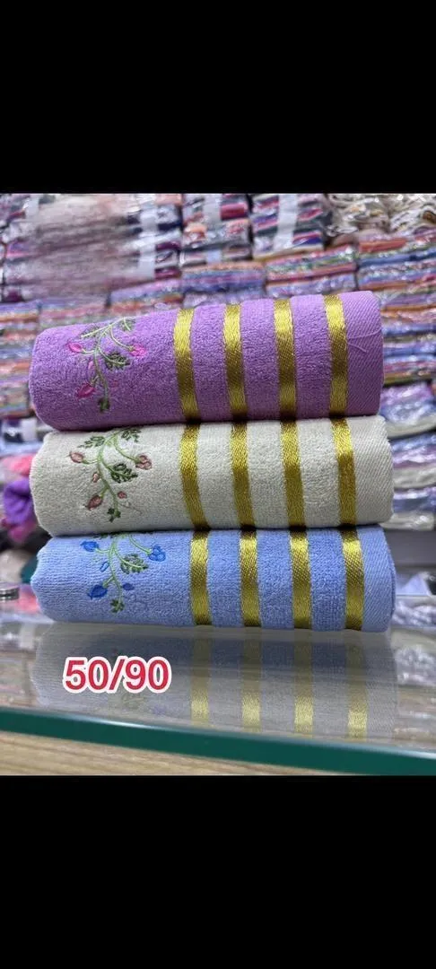 Coton brodé doux 💝👍🏻👍🏽Serviette épaisse 3 pièces