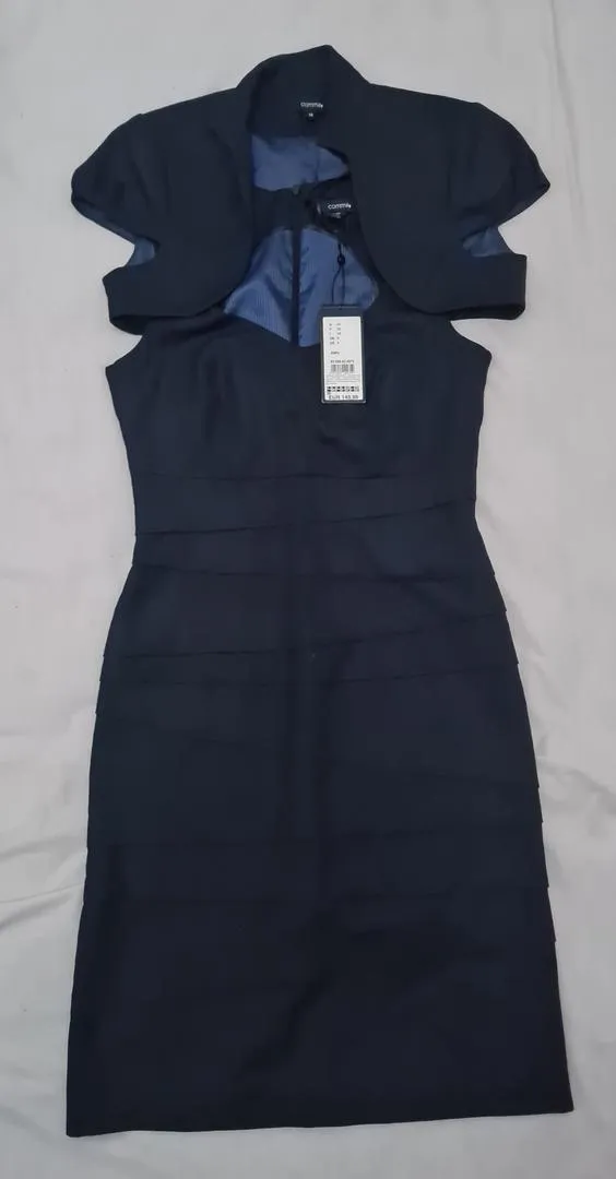 Robe fourreau Comma bleue avec boléro - T. 34 (XS)