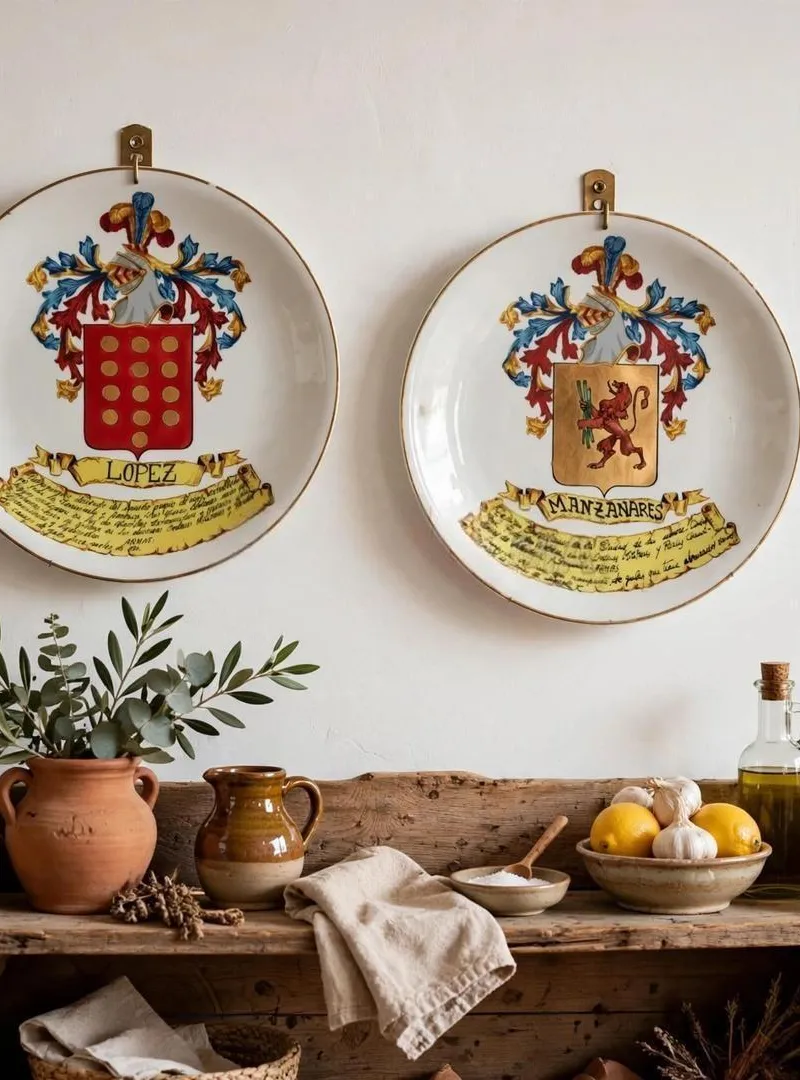 Miroir de coiffeur et cinq plats décoratifs à vendre