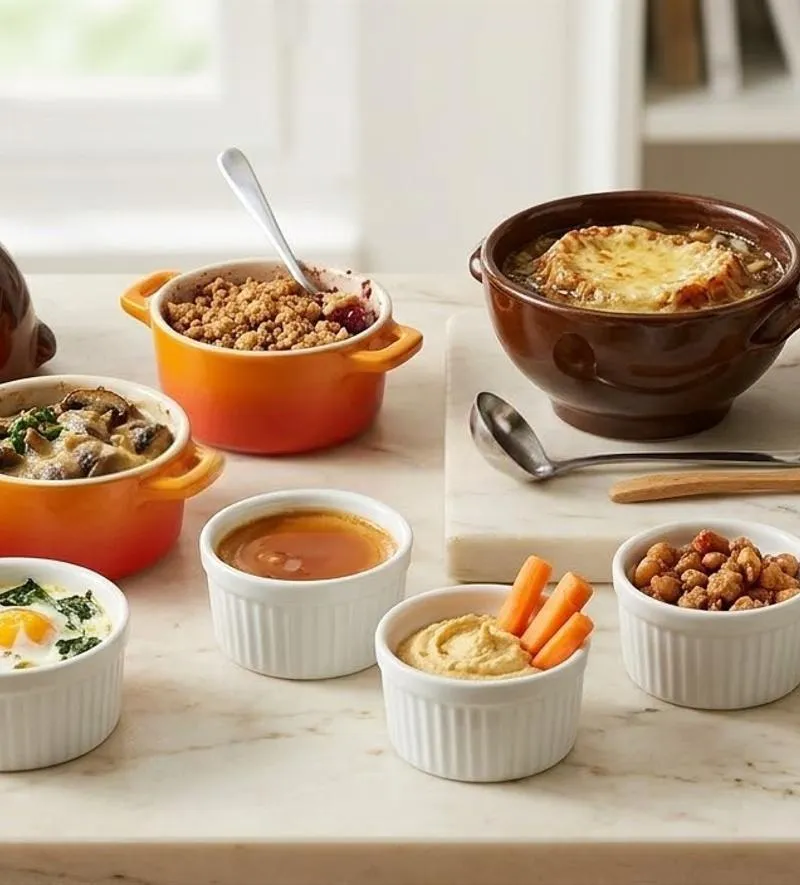 • Bols à potage tête de lion et des ramequins ovales