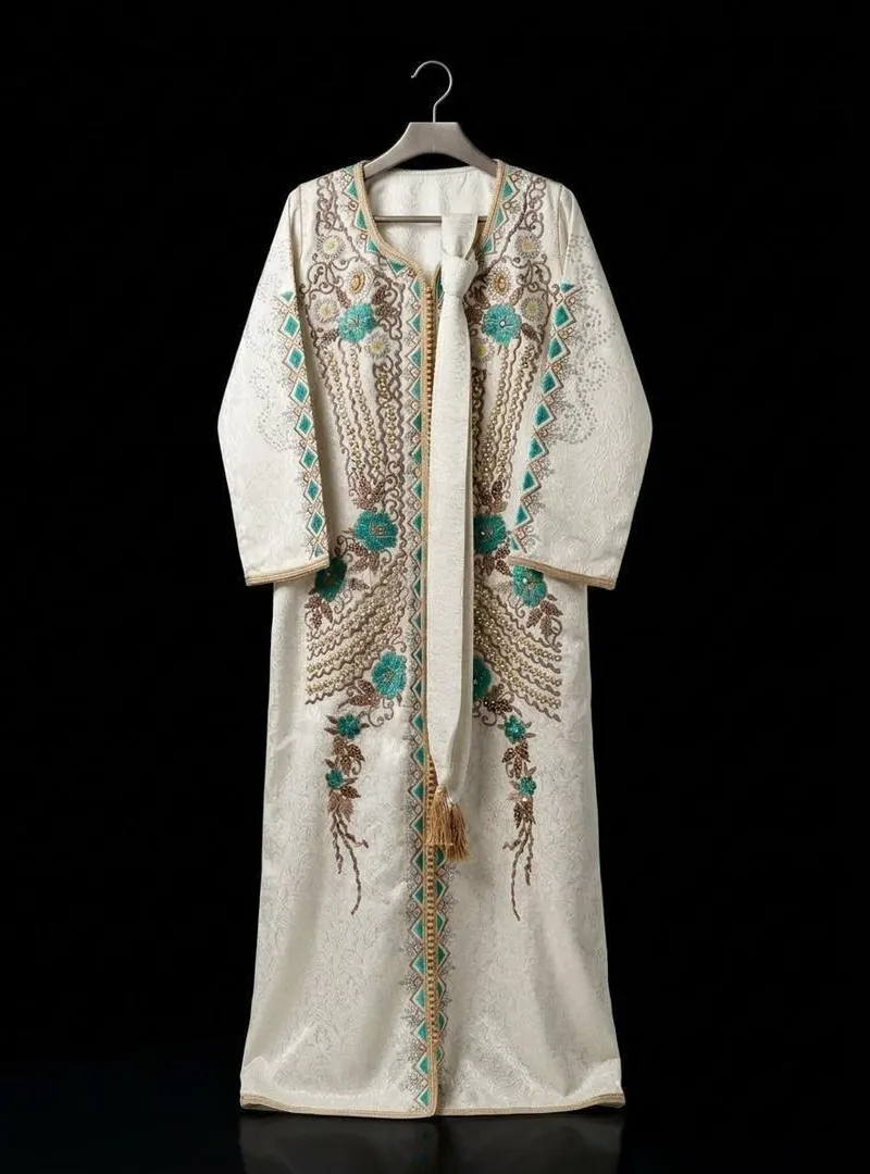 Superbe caftan marocain blanc
