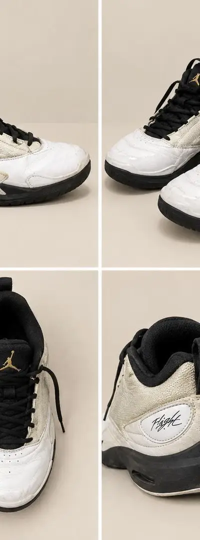 Baskets Jordan blanc, noir et doré – Taille 40,5