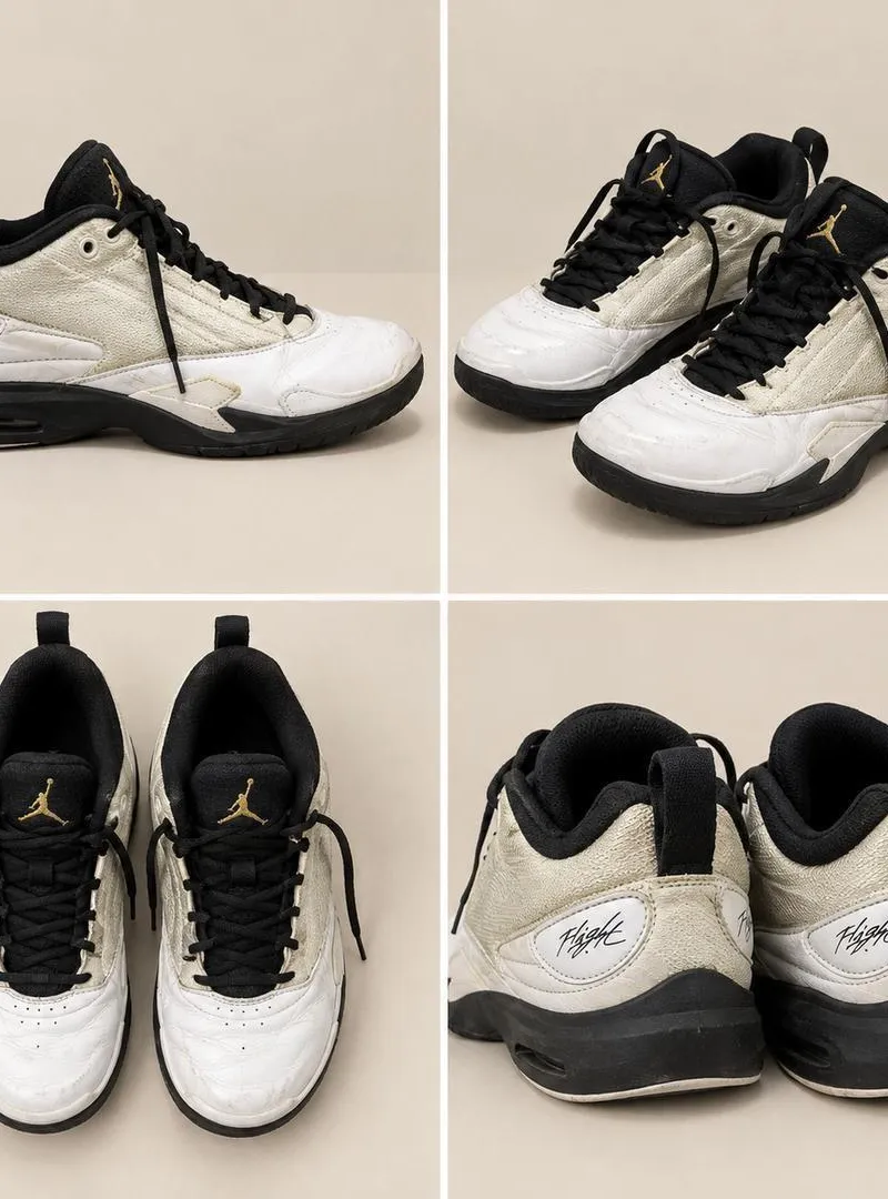 Baskets Jordan blanc, noir et doré – Taille 40,5