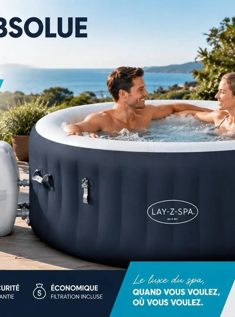 Jacuzzi Portable 180 x 66 CM - 2 à 4 Personnes
