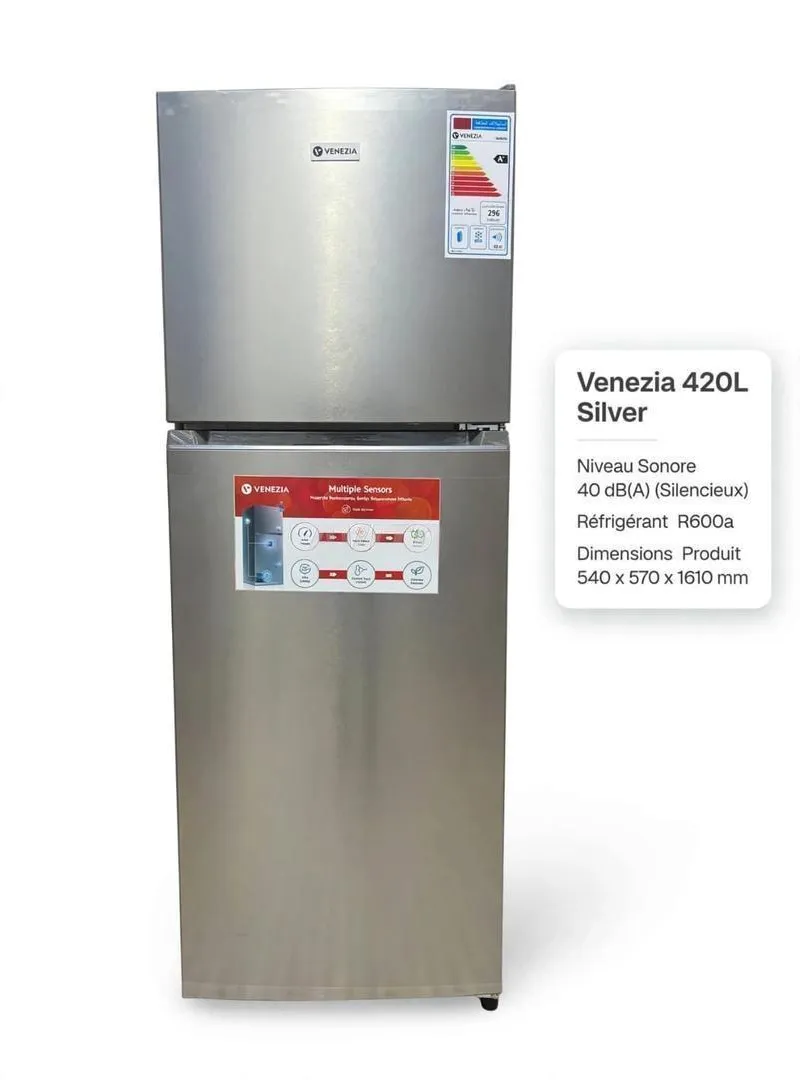 Grande réfrigérateur VENEZIA 420L Silver