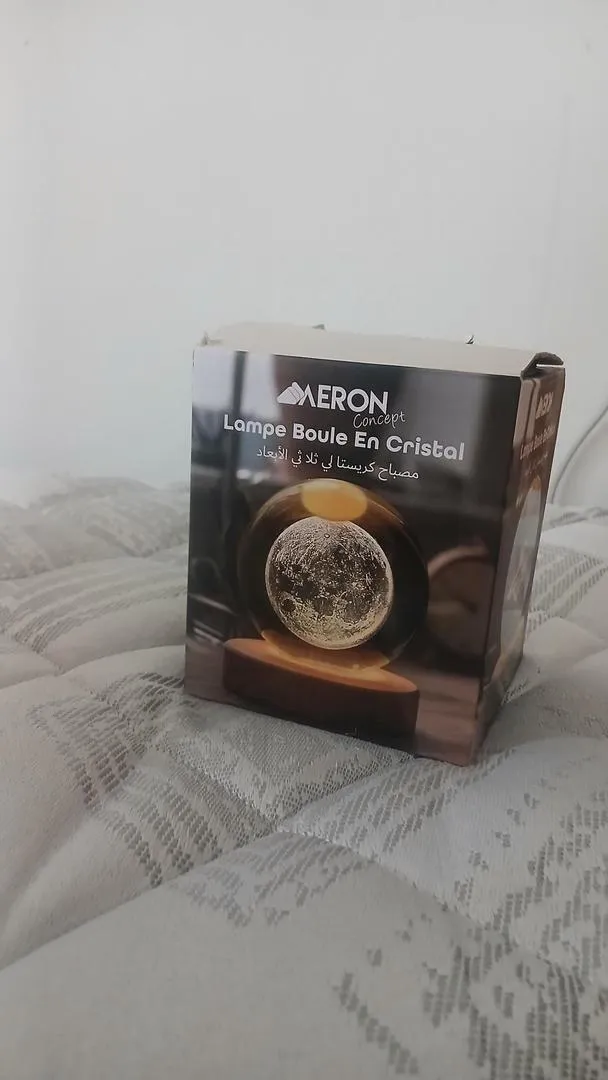 Lampe Boule Cristal 3D Saturne Veilleuse LED