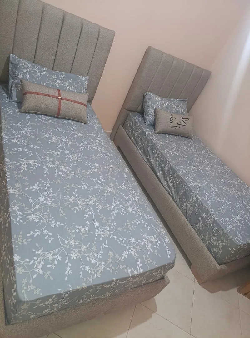 deux lits modernes avec matelas en bon état