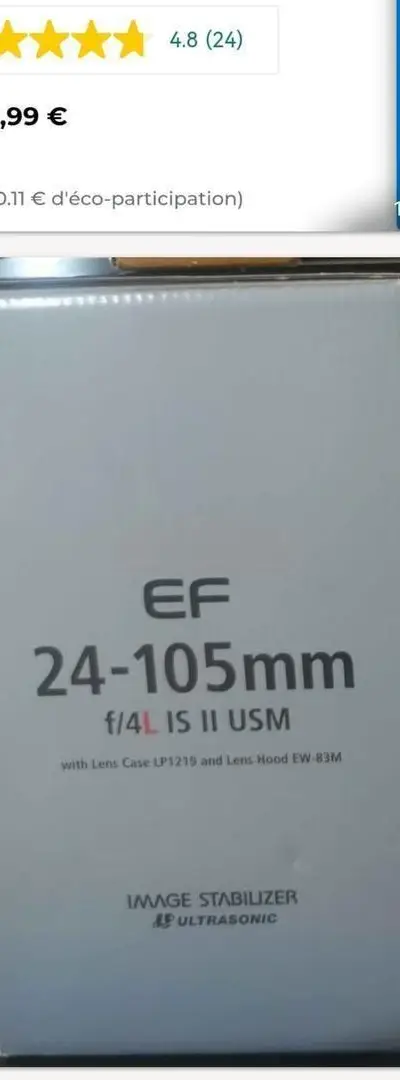 Objectif Canon EF 24-105mm f/4L IS II USM