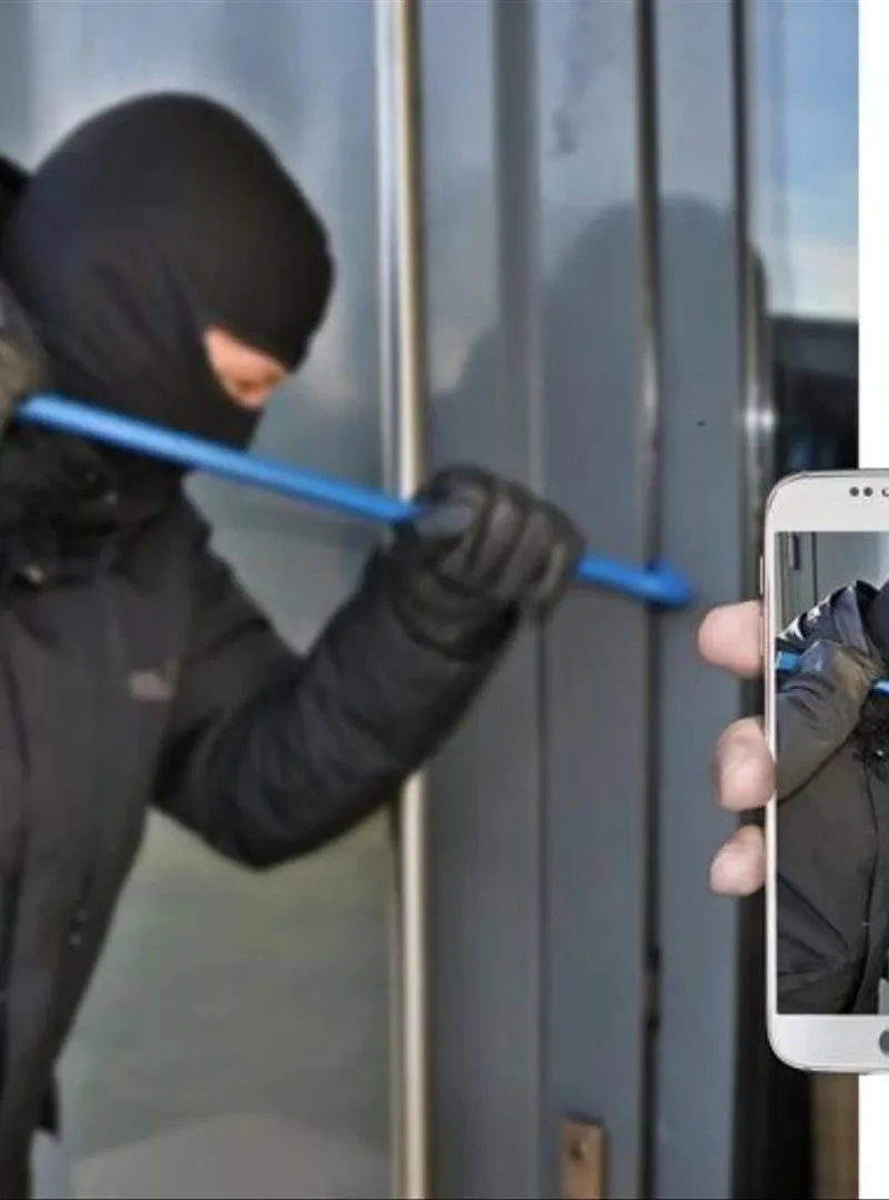 Installation de caméras de surveillance.
