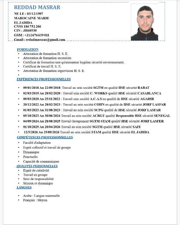 Superviseur / Technicien HSE Expérimenté