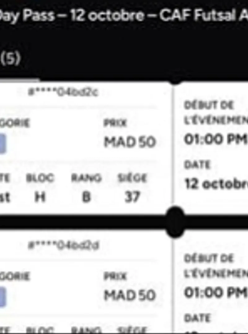 5 tickets pour la caf Maroc Algérie