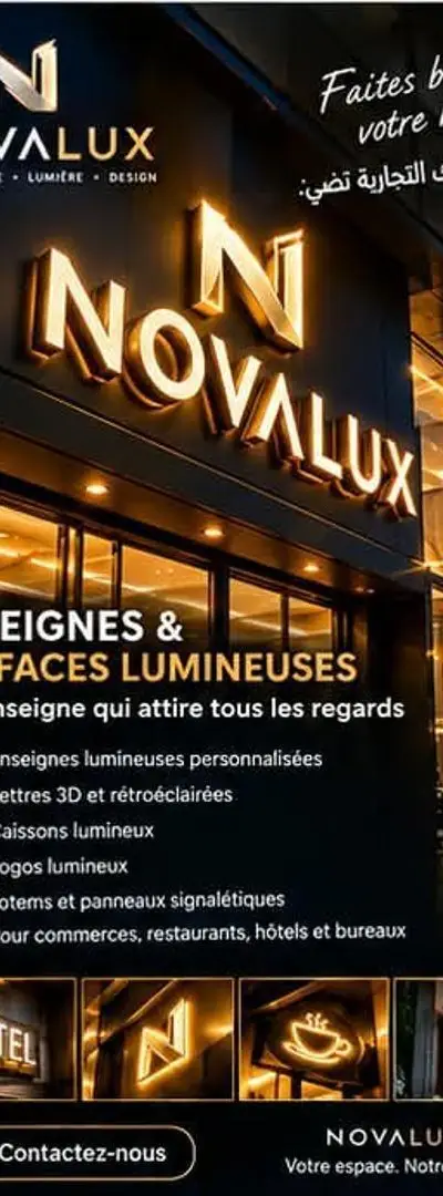 Création et installation d’enseignes lumineuses.