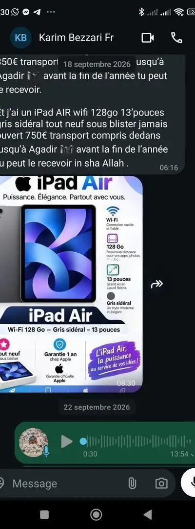 iPad air m4 13 128gb Neuf jamais allumé
