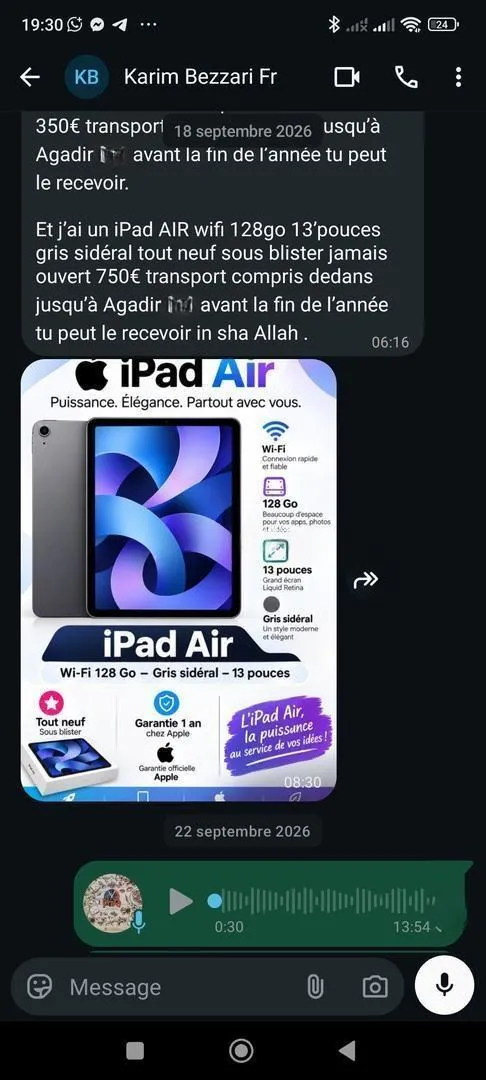 iPad air m4 13 128gb Neuf jamais allumé