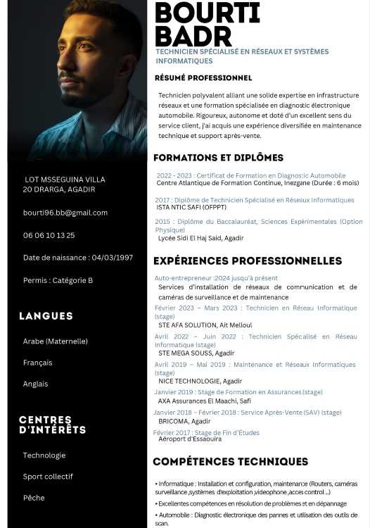 technicien specilise reseaux informatique