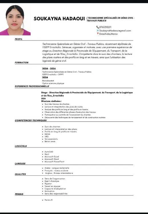Technicienne spécialisée en génie civil