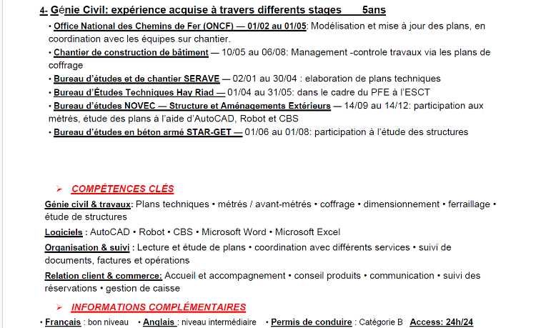 stage ou un emploi en suivi de chantier