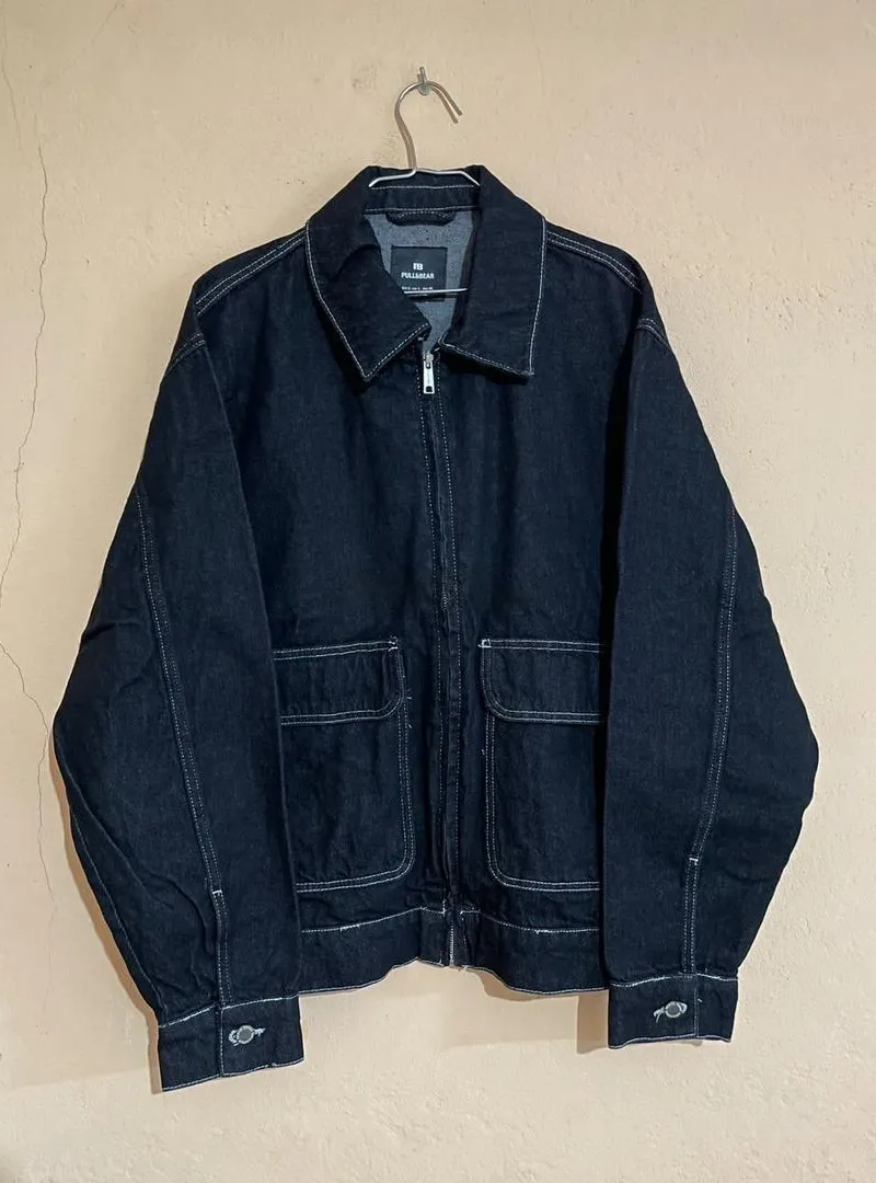 PULL & BEAR 🧥 Veste en Jean Noir • Taille L