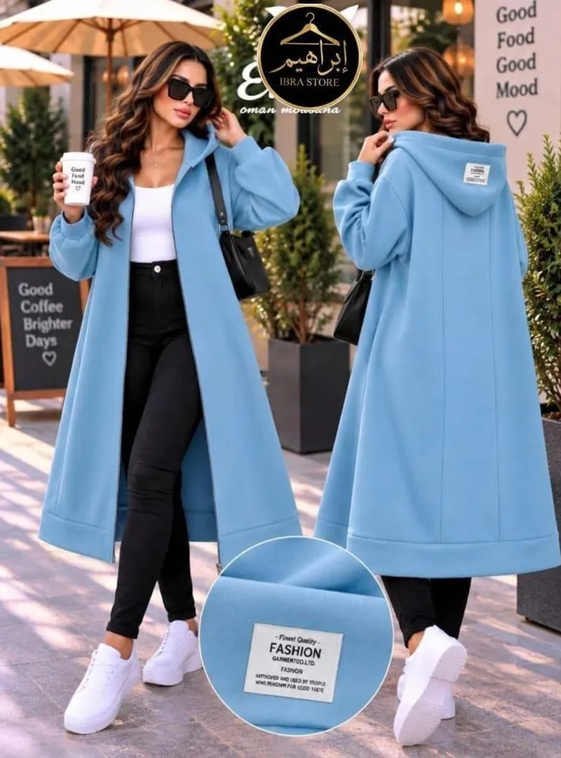 Manteau long à fermeture éclair
