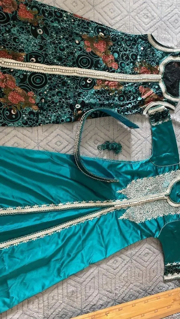 Caftan marocain élégant vert émeraude