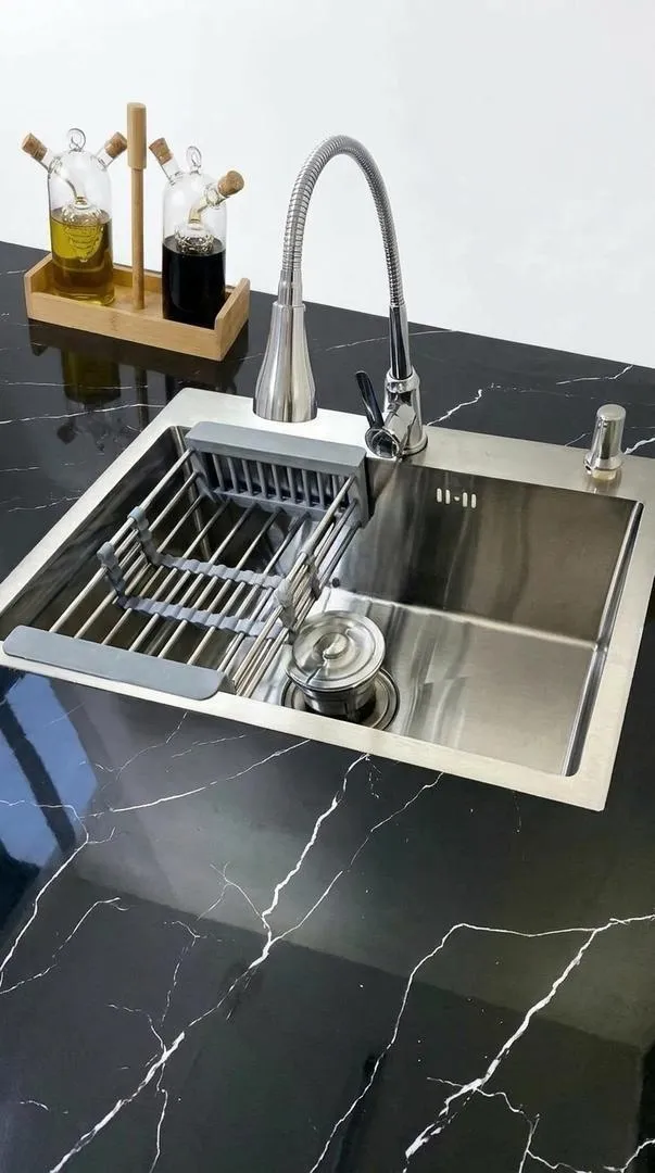 ÉVIER DE CUISINE LUXE EN INOX DUO OFFERT