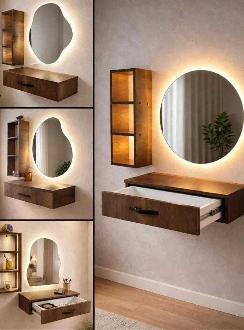 Pack coiffeuse miroirs niche LED