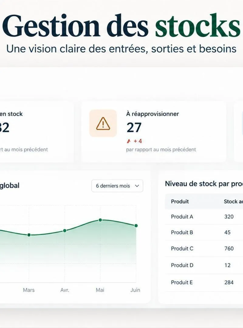 Votre activité, organisée dans un tableau de bord