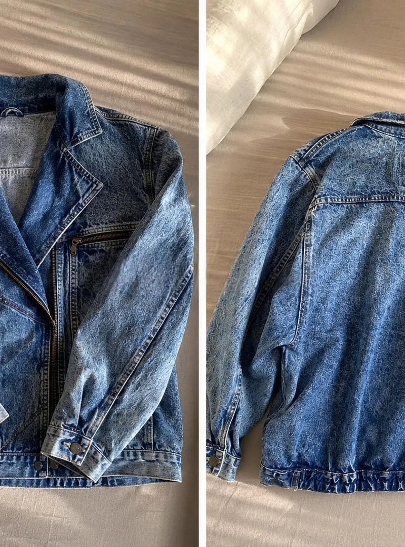 Veste en jean bleue Vintage, design élégant et unique.
