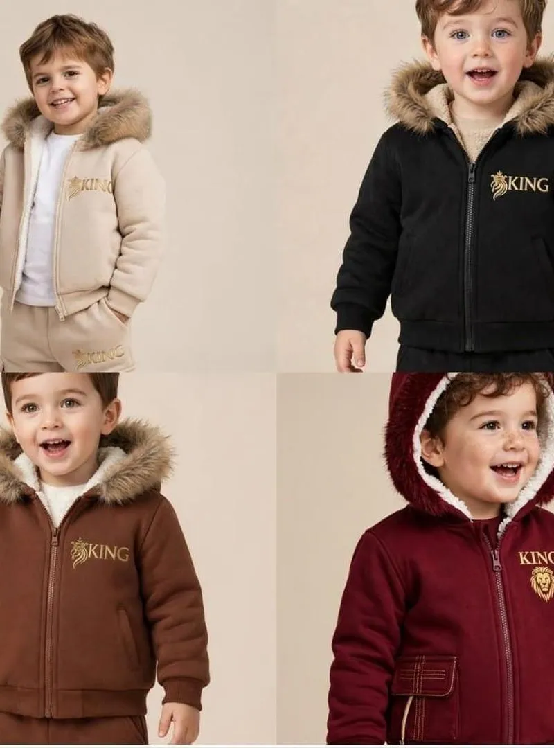 Ensemble KING coton doublé polaire 2-14 ans 4 couleurs