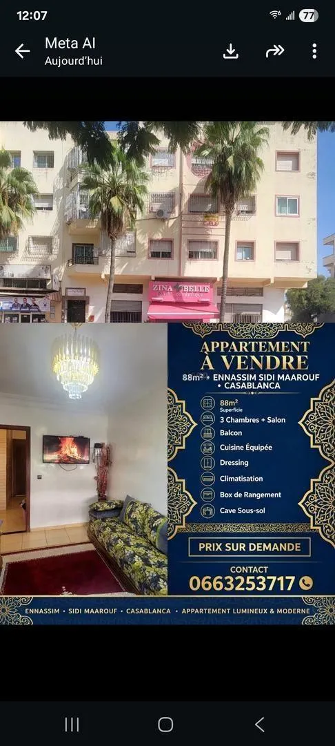 Appartement ENNASSIM Casa Sud TGV/LGV/RER