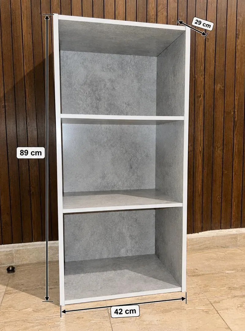 Étagère de rangement moderne effet béton gris