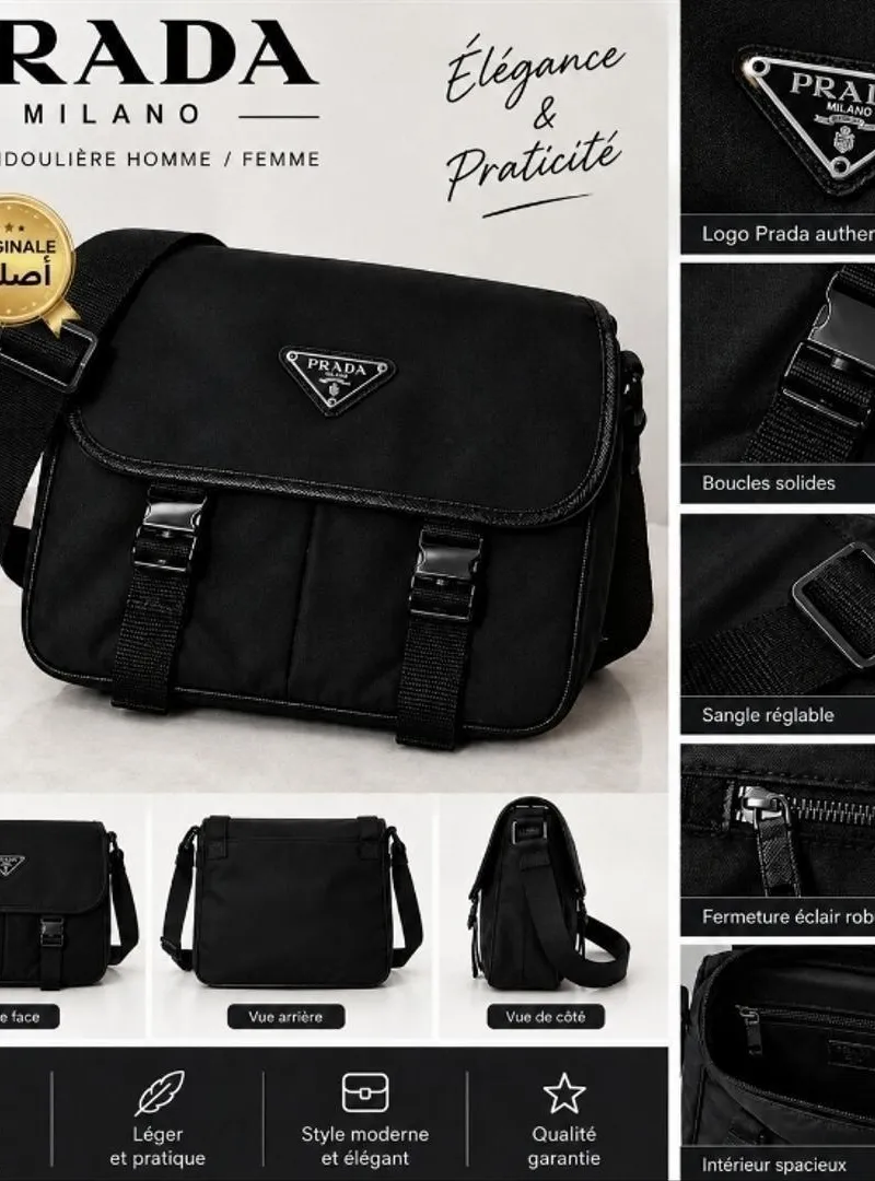 Sac Prada Chérie en nylon noir