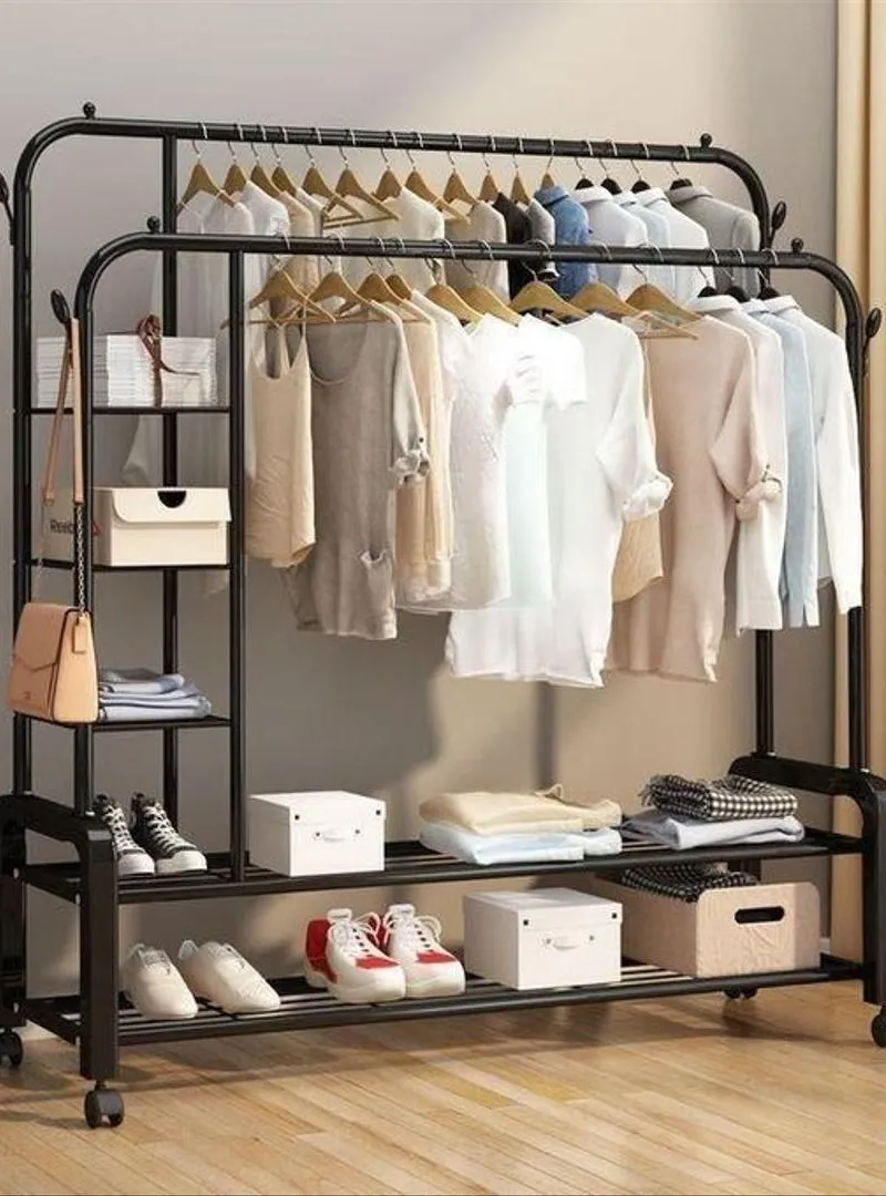 Grand Portant à Vêtements avec Étagères